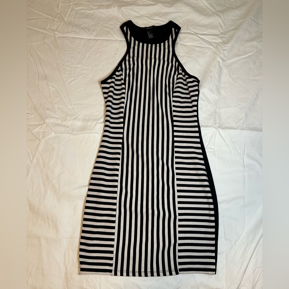 Forever 21 Black and White Stripe Body Con Dress